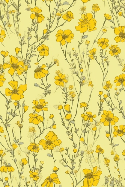 a close up of a yellow flower pattern on a yellow background generative ai