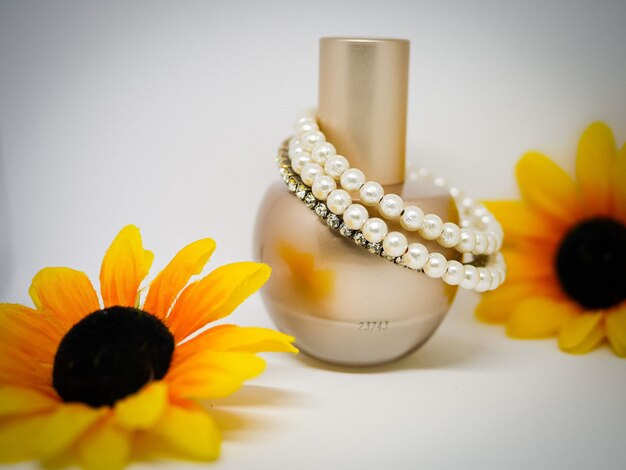 Close-up of yellow flower on table