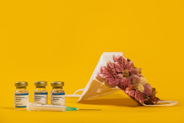 Close-up of yellow flowers on table