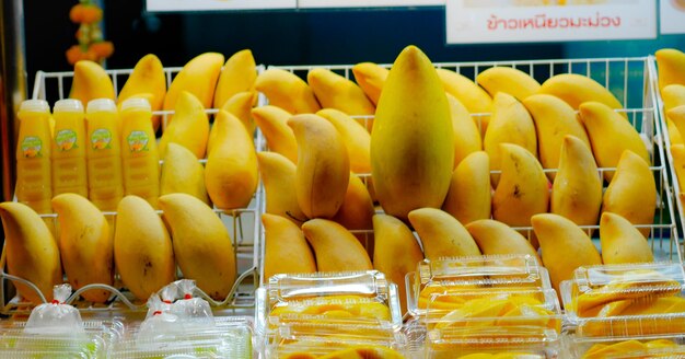 Close-up of yellow fruits for sale in market