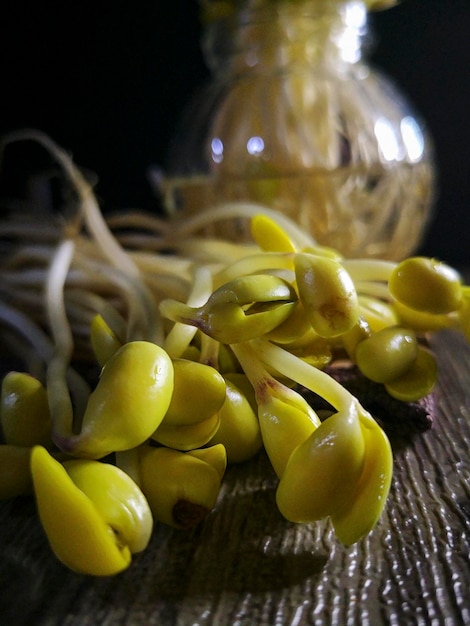 Close-up of yellow fruits on table