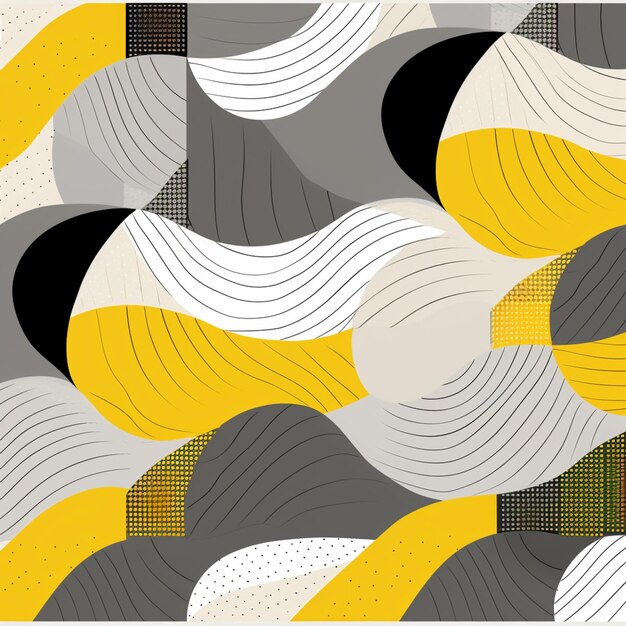 A close up of a yellow and grey abstract pattern generative ai