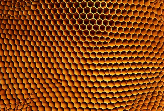 A close up of a yellow honeycomb