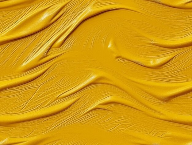 A close up of a yellow paint texture with a wave pattern generative ai