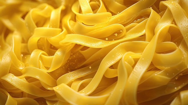 close up of yellow pasta with garlic or parmesan cheese in the style of fluid transitions