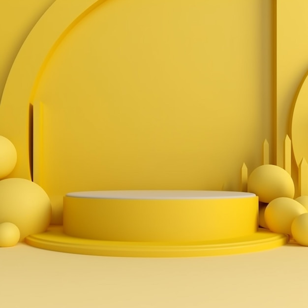 A close up of a yellow podium with a white platform generative ai