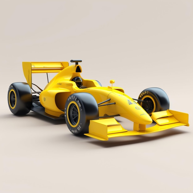 Foto un primo piano di una macchina da corsa gialla su uno sfondo bianco generativo ai