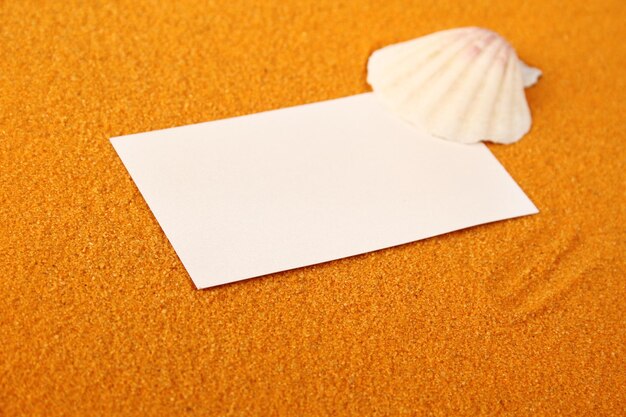 Close up on yellow sand paper and shell