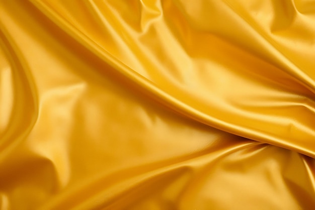 A close up of a yellow satin fabric with a very large amount of folds generative ai