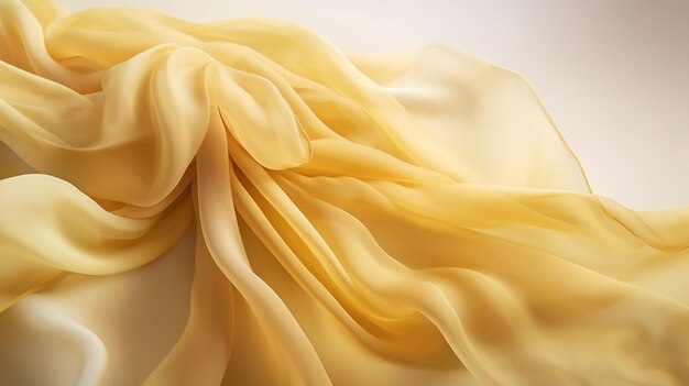 A close up of a yellow silk scarf