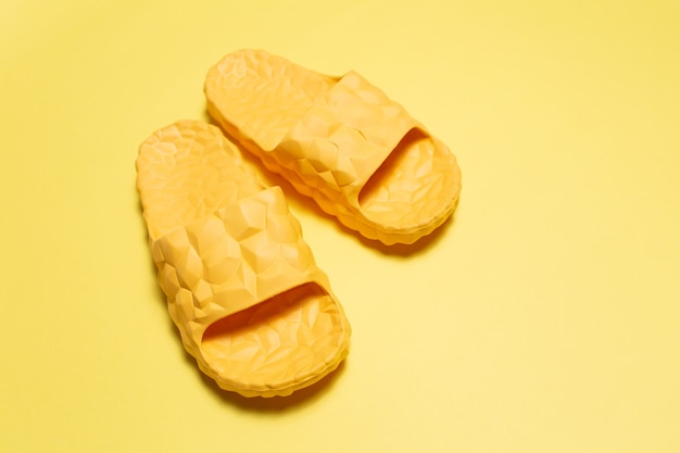 Close-up of yellow slippers