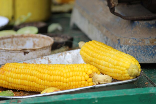 Close-up of yellow vegetables on table