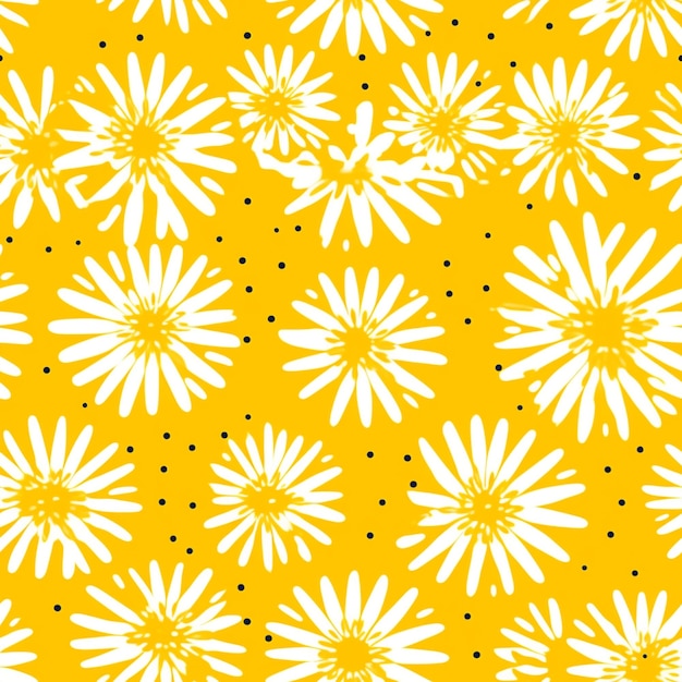 A close up of a yellow and white flower pattern generative ai