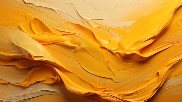 A close up of a yellow and white painting with a black background generative ai