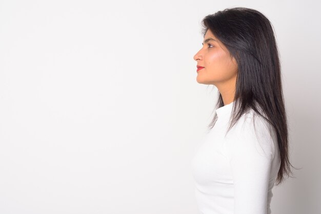 Close up of young beautiful Persian woman isolated