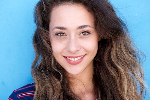 Close up young beautiful woman smiling