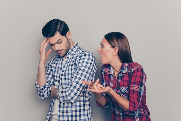 Close up on young couple having a fight