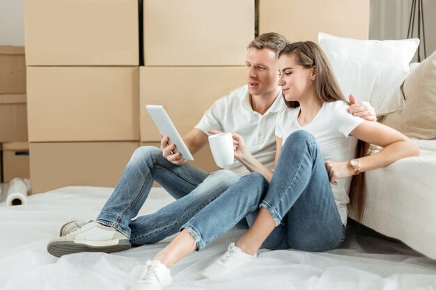 Close up. young couple making orders in an online store