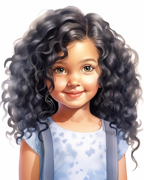 a close up of a young girl with a curly hair generative ai