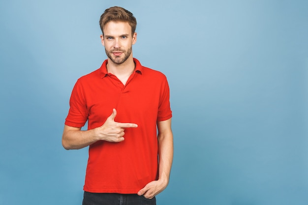 Photo close up on young handsome man isolated