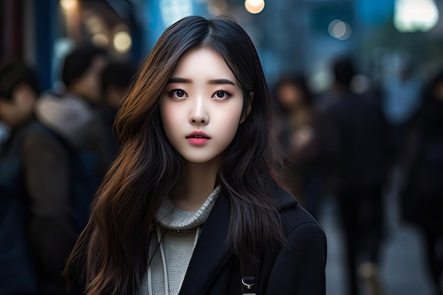 Close up of a young korean female student Generative AI