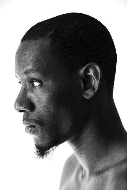 Photo close-up of young man against white background