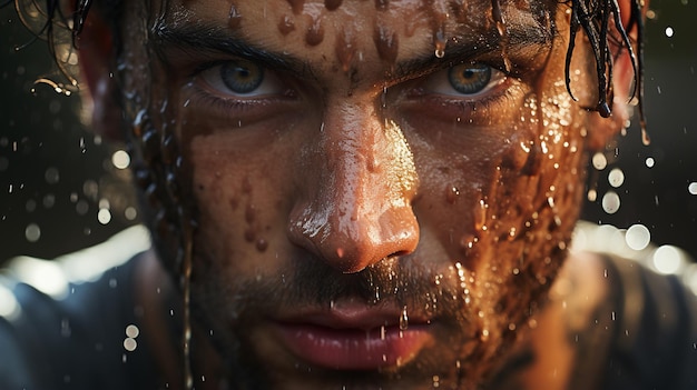 close up of a young man with a glass of water