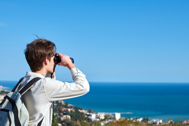 A close up of a young traveler from Spain