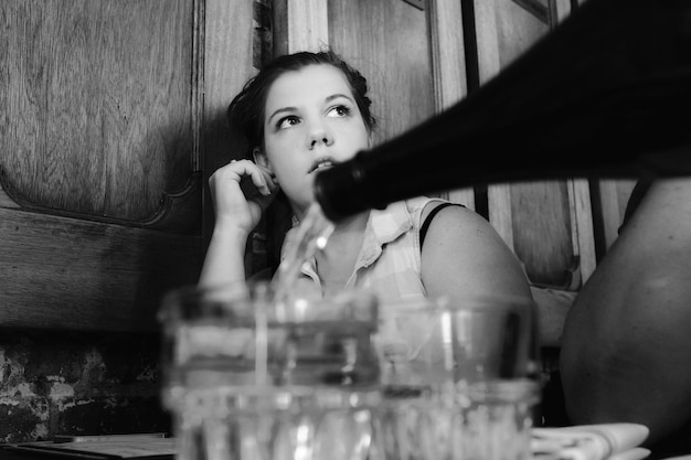 Close-up of young woman at home