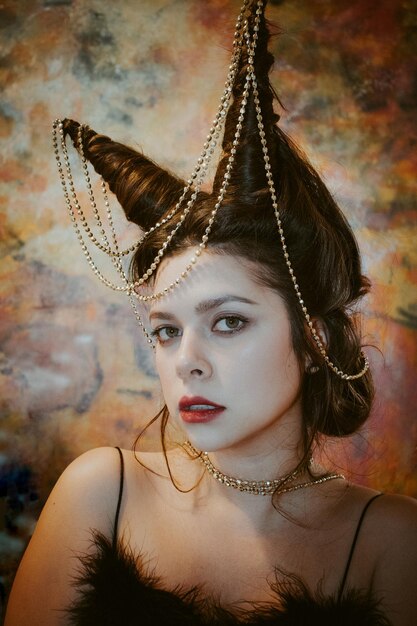 Photo close-up of young woman wearing hat