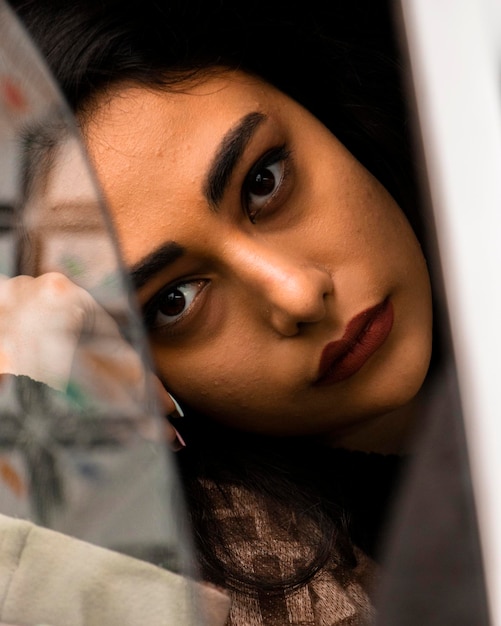 Photo close-up of young woman