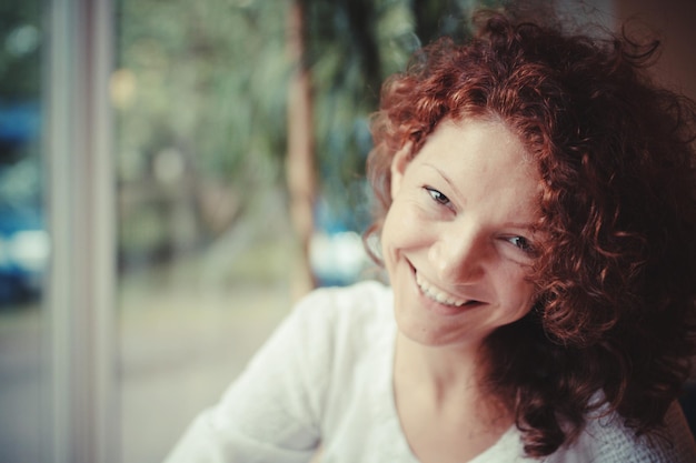 close-up of young woman