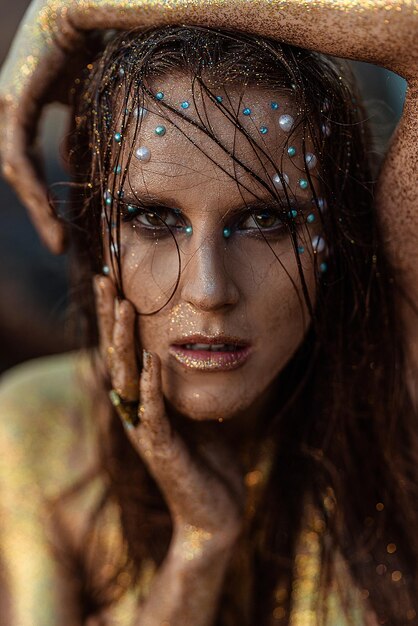 Photo close-up of young woman