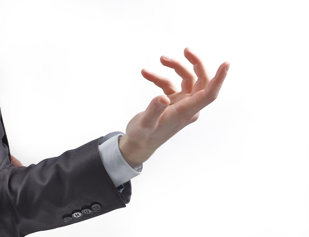 Close-up zakenman gebaren geïsoleerd op een witte achtergrond
