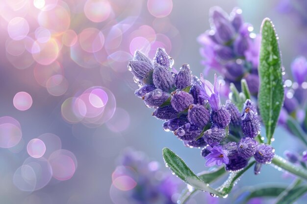 Close-up zicht Mooie violette lavendel geïsoleerd met waterdruppels op de bloemblaadjes