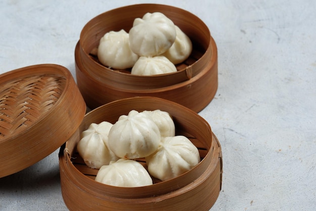 close upchampignon mushroom in bamboo basket