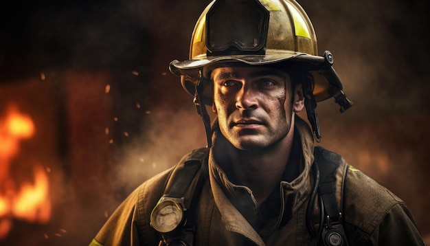 Close-upfoto van mannelijke brandweerman
