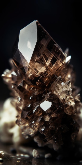 Close-upfoto van minerale rookkwarts macro Hoge kwaliteit foto Generatieve AI
