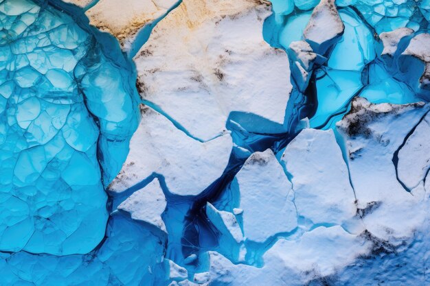 Close-upfoto van smeltende gletsjers Gevolgen van klimaatverandering en opwarming van de aarde Generatieve AI