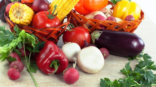 Close upfresh vegetables on the table