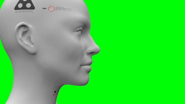 Close-upportret van een robotvrouw. concept van robotica en kunstmatige intelligentie