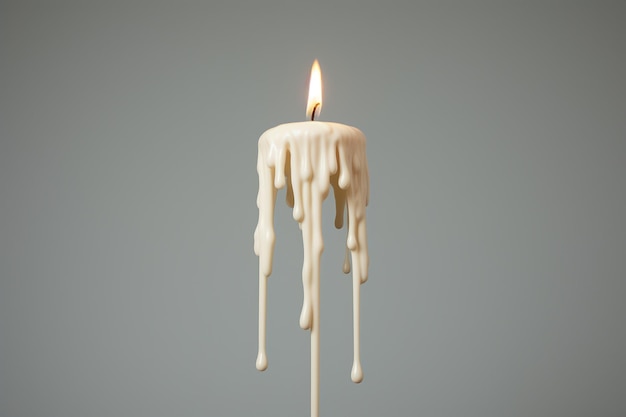 Photo close ups of white candle wax dripping down a candlestick