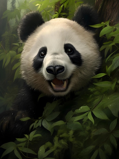 Close Vertical Shot Up Of Panda