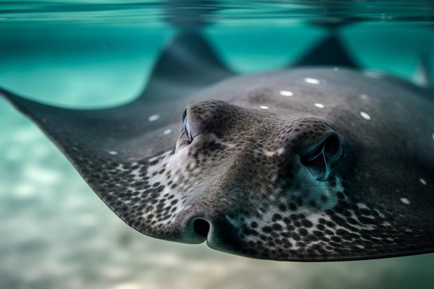 Photo close view of a beautiful stingray swimming