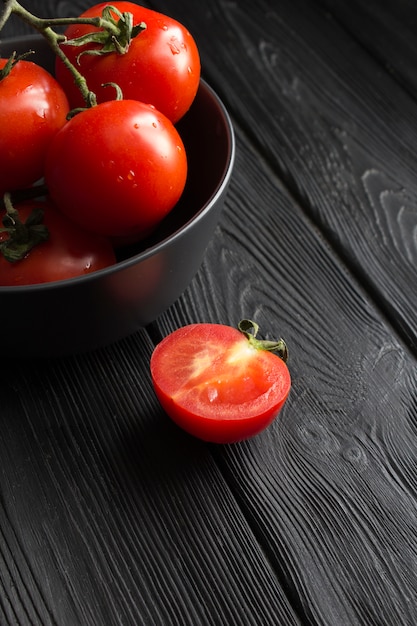 Close view of cherry tomatoes in bowl