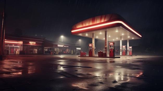 close view of the gas station Created With Generative AI Technology