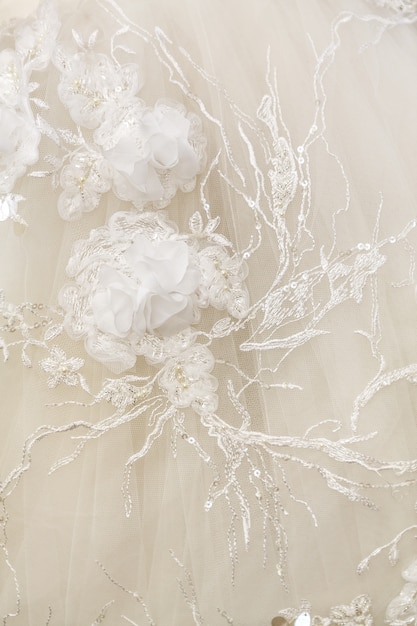 Close of wedding dress details