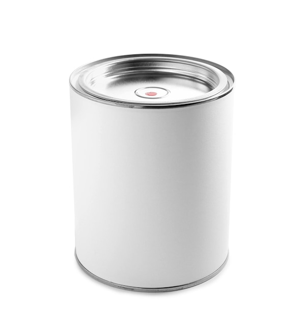 Closed blank can of paint isolated on white