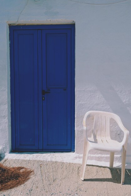 Closed blue door on beach