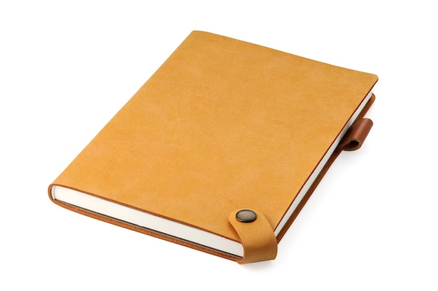 Closed brown leather notebook or diary